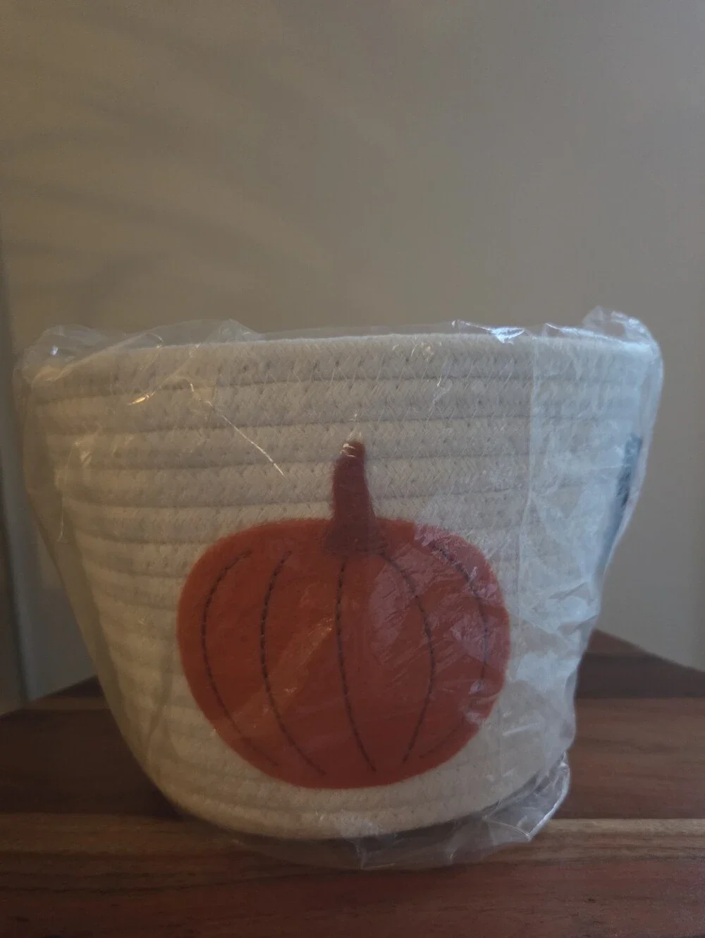 Hyde and EEK! Boutique Halloween Pumpkin on Cream Harvest Rope Basket